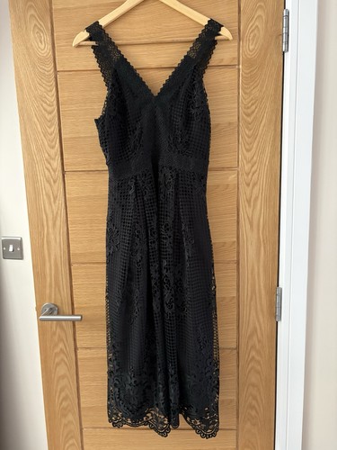Black lace midi cocktail - black,